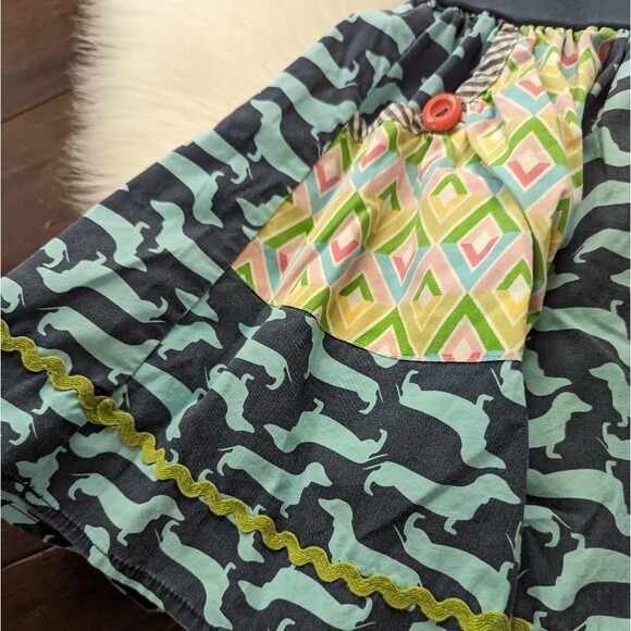MATILDA JANE It's A Wonderful Parade Dog Days Aqua Circle Skirt Pockets 8y - Picture 4 of 9